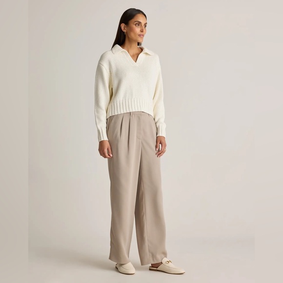 QUINCE women’s Stretch Crepe Pleated Wide Leg Pants - Picture 3 of 16